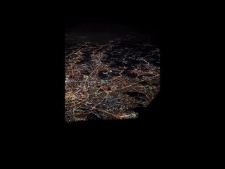 Ночная Москва из кабины самолета.