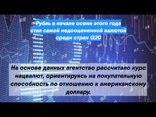 Рубль в начале осени этого года стал самой недооцененной валютой среди стран G20