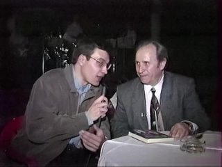 Иван Стрижов рядом с блистательным джазменом и шахматистом Всеволодом Бессарабом, март 1999 года.