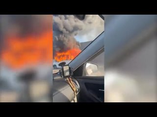 На Новорязанском шоссе сгорела маршрутка