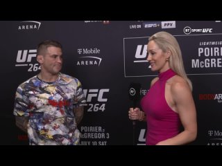 What are you doing bro Thats disgusting!  Dustin Poirier heated interview after UFC 264