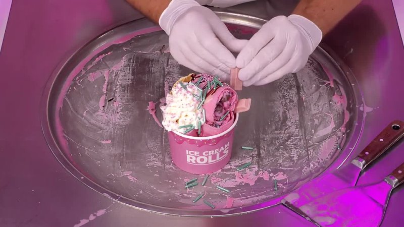 [Ice Cream Rolls] Candy - Ice Cream Rolls ASMR | how to make swedish Cloetta Polly Candies to rolled Ice Cream Dessert