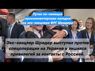 Путин по-немецки прокомментировал нападки на экс-канцлера ФРГ Шредера