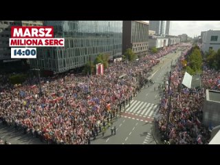 Таймлапс воскресного гигантского марша протеста в Варшаве