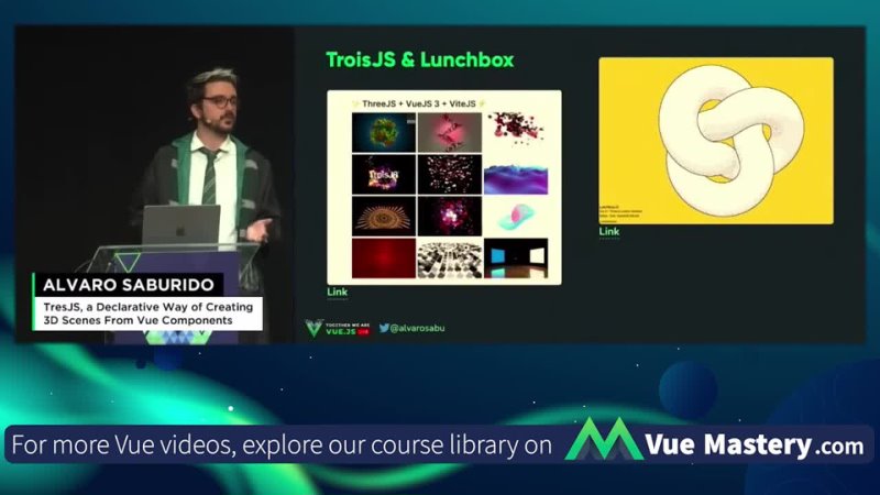 Tres JS, a declarative way of creating 3 D scenes from Vue components Live 2023 (Дата