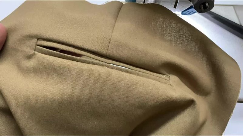 How to sew khakhi pant welt pocket double bound pocket trouser pocket(720 P 60