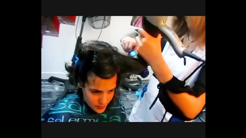 Hair Salon Secrets - Beautiful teen girl having a short style from medium⧸long hair