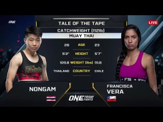 Nongam Fairtex VS Francisca Vera (ONE Friday Fights 31-SEP 1, 2023)