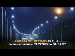 За первый месяц на дороге М-12 от Москвы до Арзамаса зафиксировано свыше 1,3 миллиона проездов