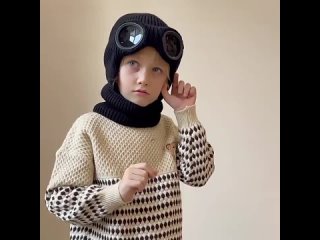 🧒🌨️ 2023 Детский Комплект Шапка+Шарф: Стиль и Защита от Холода с Очками! ❄️👶