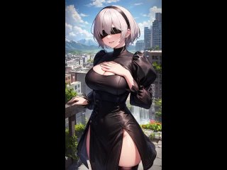 Android Yorha 2B - tik-tok animation. (Artist: @Ai_AnimeWorld) [NieR:Automata]