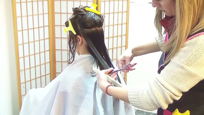 Hair Salon Secrets - Young woman exchanges long hair for a lighter look