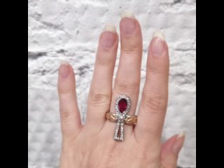 Кольцо “Анкх“ с рубином и бриллиантами в золоте