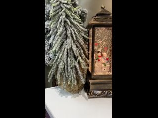 Новогодний музыкальный фонарик с подсветкой и снежным вихрем Снеговик 27 см