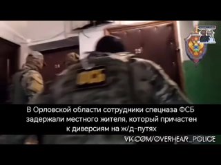 В Орловской области сотрудники спецназа ФСБ задержали местного жителя, который причастен к диверсиям на ж/д-путях