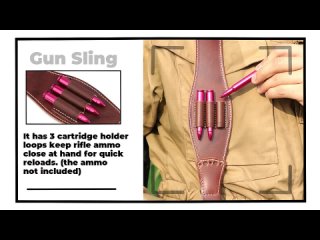 Tourbon Genuine Leather Rifle Sling Hunting Adjustable Air Gun Strap with Ammo Holder