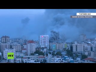Un missile israélien frappe une tour à Gaza après une attaque du Hamas contre le sud d’Israël