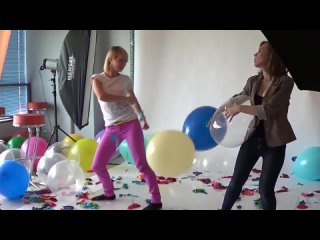 Popping balloons a girls, pin pops balloons, balloons girls. Balloons fetish. Many pops balloons