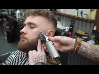 Beardbrand - Curly Haired Guy Gets Super Crisp Low Fade