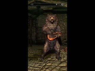 Мэдвэд (медведь) в Скайриме (?) появился из неоткуда и начал играть на балалайке песню из фильма Такси