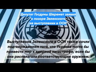 Депутат Госдумы Шеремет заявил о позоре Зеленского на выступлении в ООН