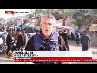 James Elder el portavoz mundial de UNICEF denuncia en vivo los ataques a las cercanías del hospital Nasser en Khan Younies #Gaza