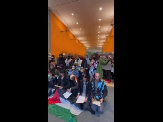 Footage of the protest at The New York Times newspaper building