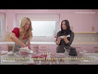 Demi Lovato and Paris Hilton baking pet friendly dog cakes on a “Very Demi Holiday Special”