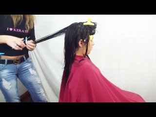 Hair Salon Secrets - Haircut layering a very long hair of a nice brunette