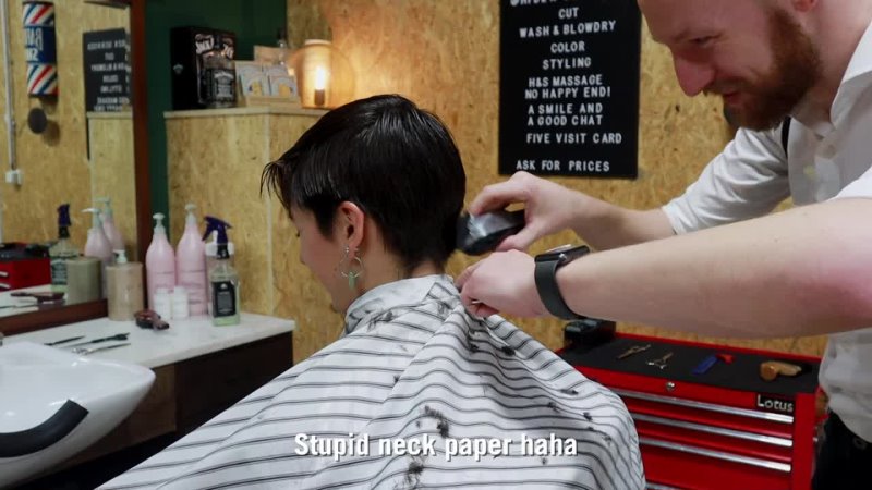 Womens barbershop HFDZK From Long to Super Short Short hair is