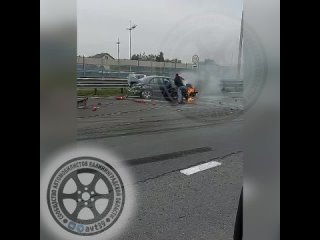 На Северном обходе в результате ДТП загорелся автомобиль