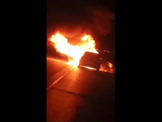На трассе М7 недалеко от села Костенеево после аварии сгорел автомобиль