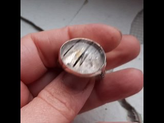 серебряное кольцо с кварцем с чёрным турмалином