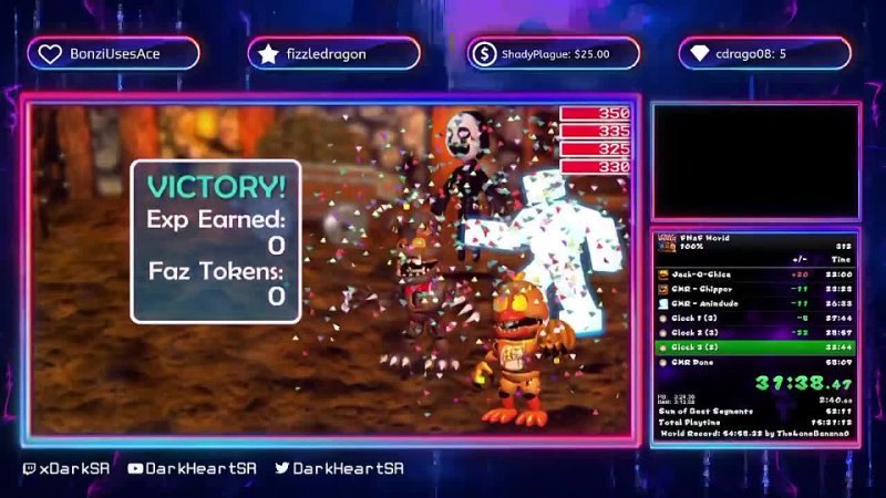 Dark SR FNAF World SPEEDRUN 100 in