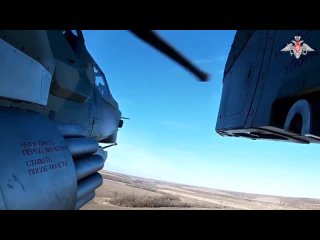Экипажи вертолётов Ми-28Н нанесли удары по позициям противника на Донецком направлении.