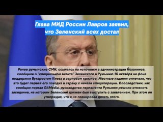 Глава МИД России Лавров заявил, что Зеленский всех достал