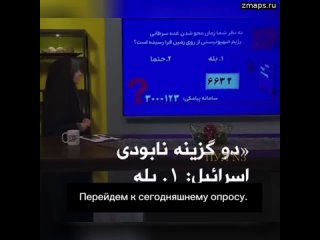 На иранском телевидении проводят опрос «Не пора ли уничтожить Израиль?»: Перейдем к сегодняшнему опр