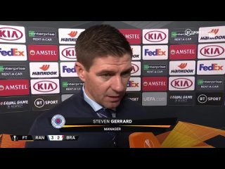 Steven Gerrard  We NEVER give up!  - Rangers boss reacts to Braga comeback