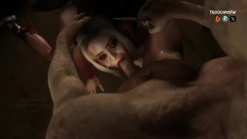Harley Quinn in prison cell DC Trooch joker forced deepthroat moaning doggystyle dog cock bestiality vaginal penetration horror