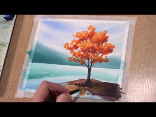 Watercolor Painting for Beginners _ Autumn Lake Scenery _ Step by Step Tutorial