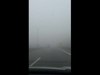 На трассе Таврида в сторону Севастополя густой туман.