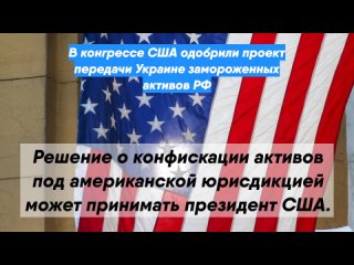 В конгрессе США одобрили проект передачи Украине замороженных активов РФ