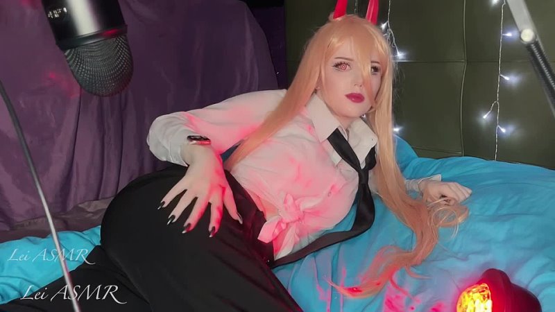 ♡ ASMR Stockings  Cloth Scratching   Chainsaw Man Power Cosplay (2)