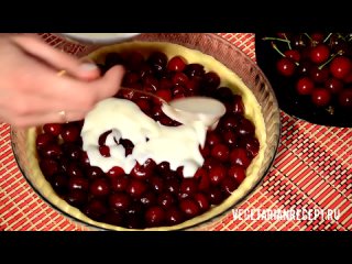 Пирог с ВИШНЕЙ - видео-рецепт вкусного вишневого пирога без яиц