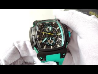 Invicta S1 Rally Diablo 34510 Крупные Мужские Часы Инвикта Эс1 Ралли Дьябло с Хронографом Чёрные на Зелёном Ремешке