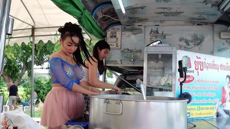 Call for booking now ! Hardworking Chef Cooking Noodle on Truck - Thai Street Food