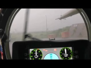 Parking of the Mil Mi-35M helicopter of the Russian Air Force in bad weather