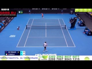 Теннис.  Алекс Де Минор -  Флавио Коболли. Australian Open.  Мельбурн.