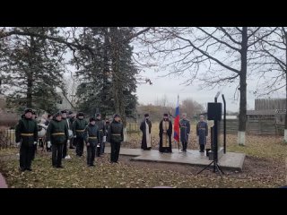 Отец Вячеслав Харинов. Открытие памятника жертвам немецкого концлагеря  “Дулаг-102“ в городе Волосово.