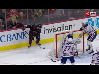 Andrei Svechnikov tries lacrosse move vs Oilers